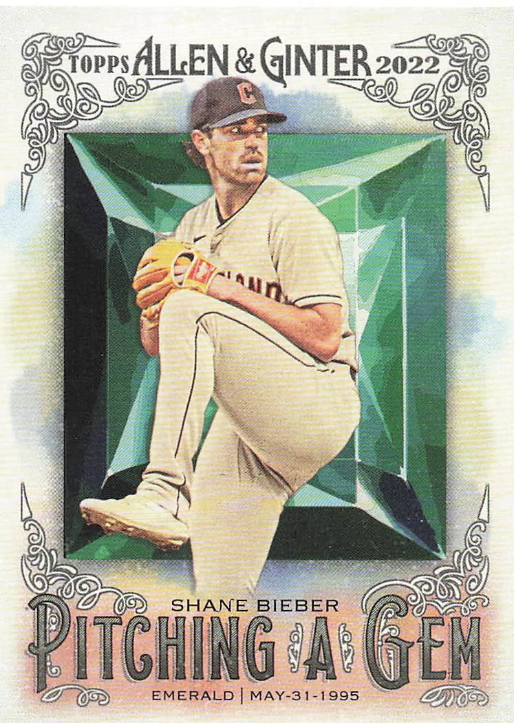 2022 Topps Allen & Ginter Baseball Pitching a Gem Shane Bieber #PAG-15