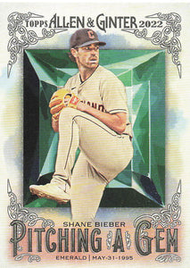 2022 Topps Allen & Ginter Baseball Pitching a Gem Shane Bieber #PAG-15