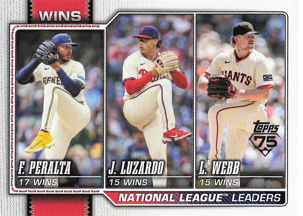 2026 Topps National League Leaders Wins Peralta / Luzardo / Webb #117