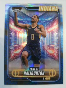 2024-25 Topps Chrome Basketball Blue Basketball Refractor Tyrese Haliburton #100