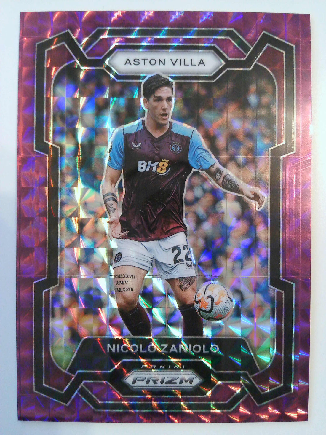 2023-24 Panini Prizm Premier League Purple Mosaic 134/140 Nicolo Zaniolo #115