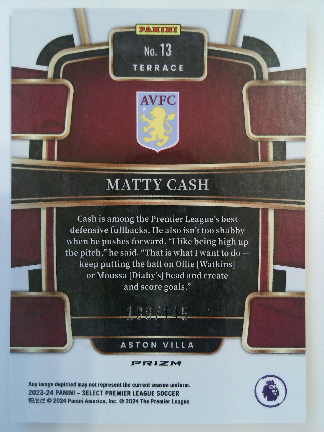 2023-24 Panini Select Premier League Orange Ice 138/145 Matty Cash #13