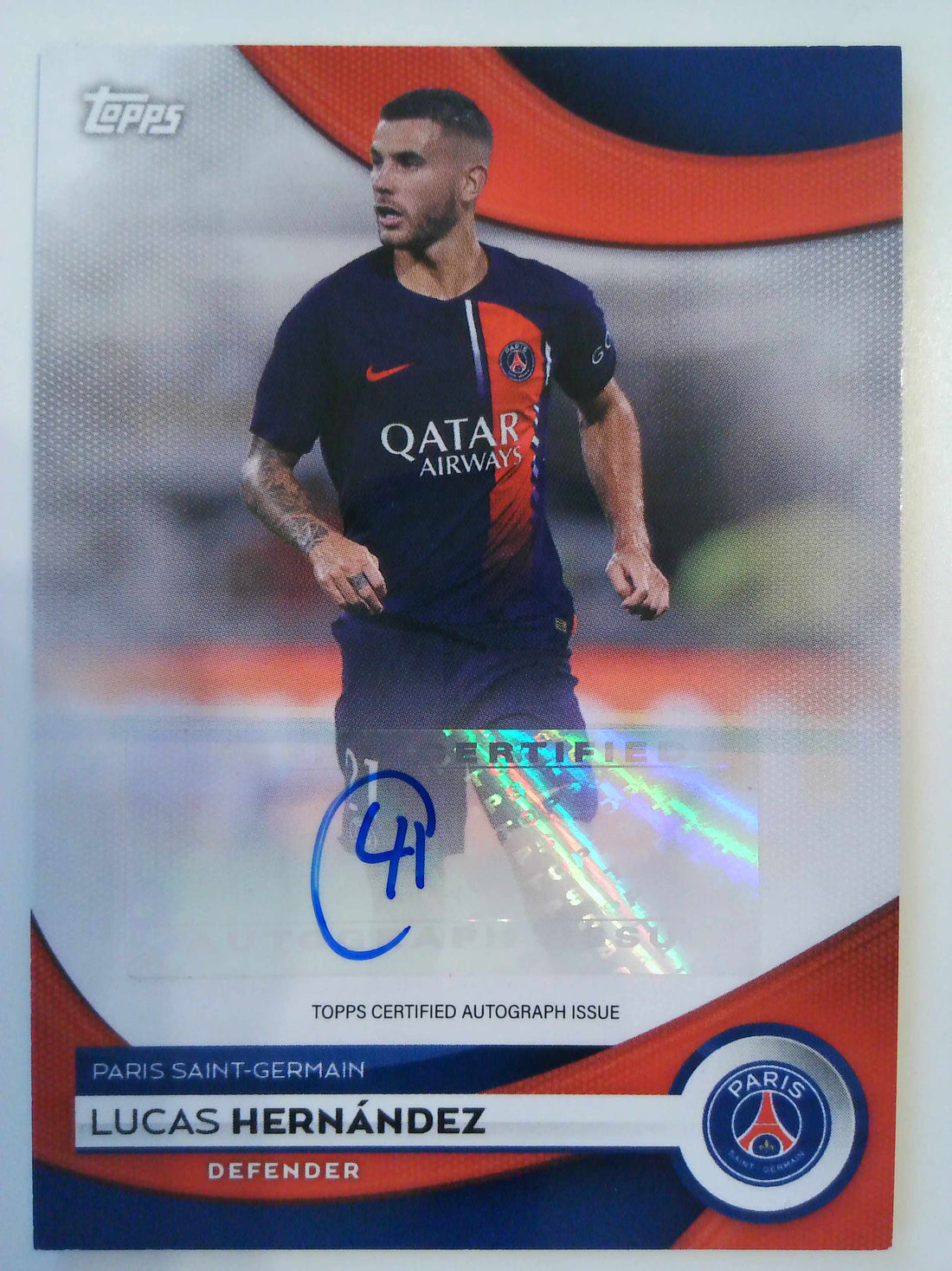 2023-24 Topps Paris Saint-Germain Base Autographs Lucas Hernandez #AU-LH