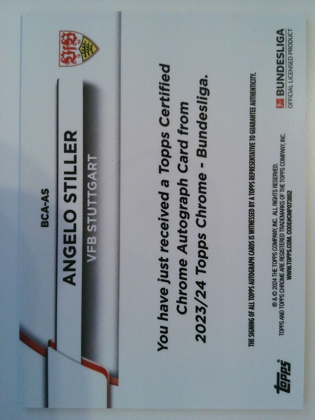 2023-24 Topps Chrome Bundesliga Autograph Black 10/10 Angelo Stiller #BCA-AS