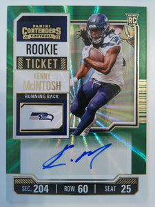 2023 Panini Contenders Rookie Ticket Green Lazer Kenny McIntosh #150 Rookie