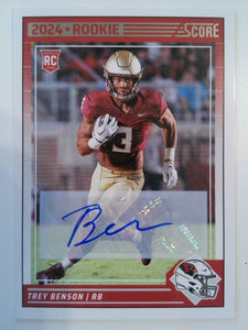 2024 Score Football Signatures Trey Benson #354 Rookie