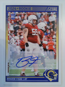 2024 Score Football Signatures Braden Fiske #325 Rookie