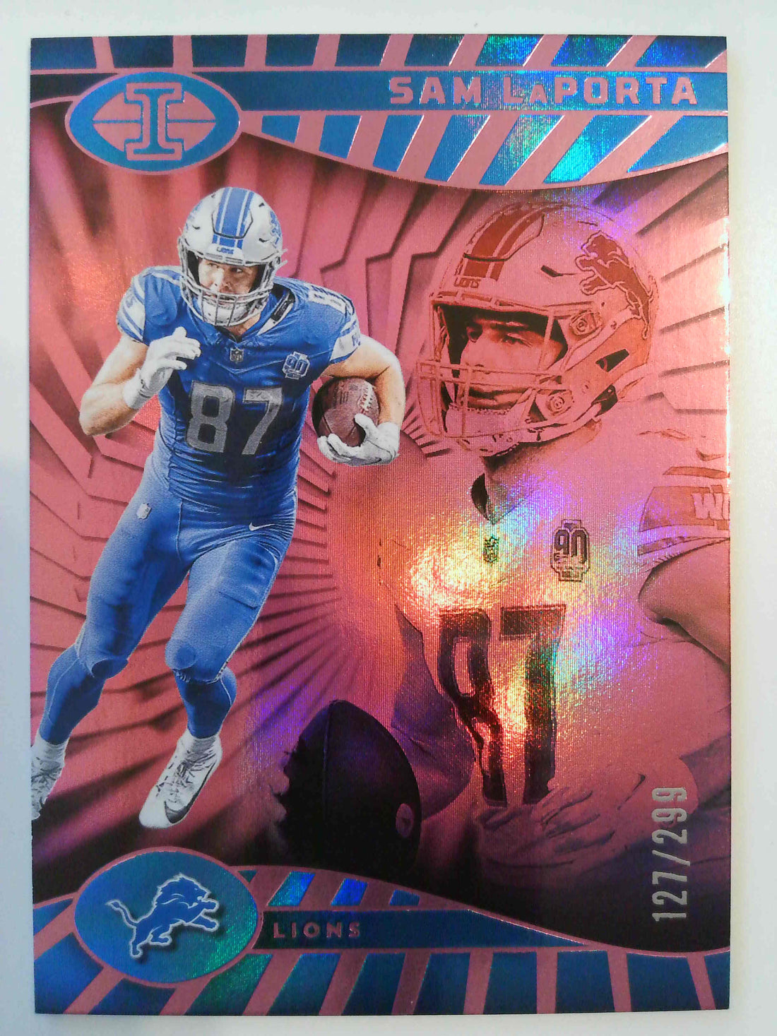 2024 Panini Illusions Football Pink Trophy Collection 127/299 Sam LaPorta #27