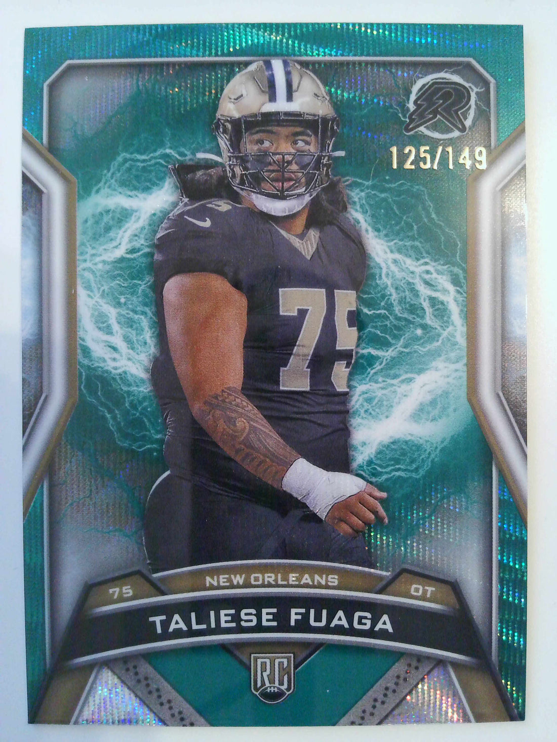 2024 Topps Resurgence Football Teal Surge 125/149 Taliese Fuaga #168 RC
