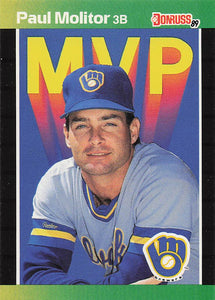 1989 Donruss Baseball Bonus MVP's Paul Molitor #BC-9b