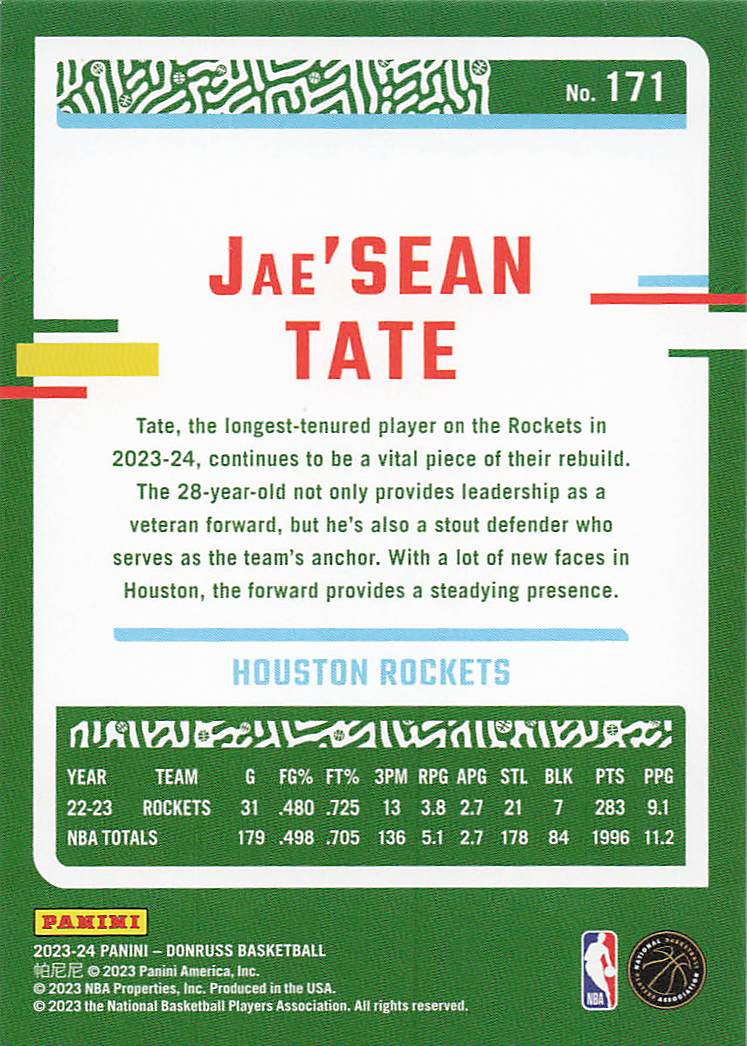 2023-24 Donruss Basketball Jae'Sean Tate #171