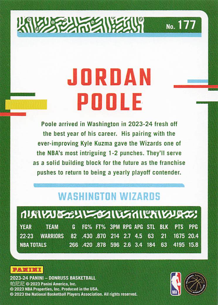2023-24 Donruss Basketball Jordan Poole #177