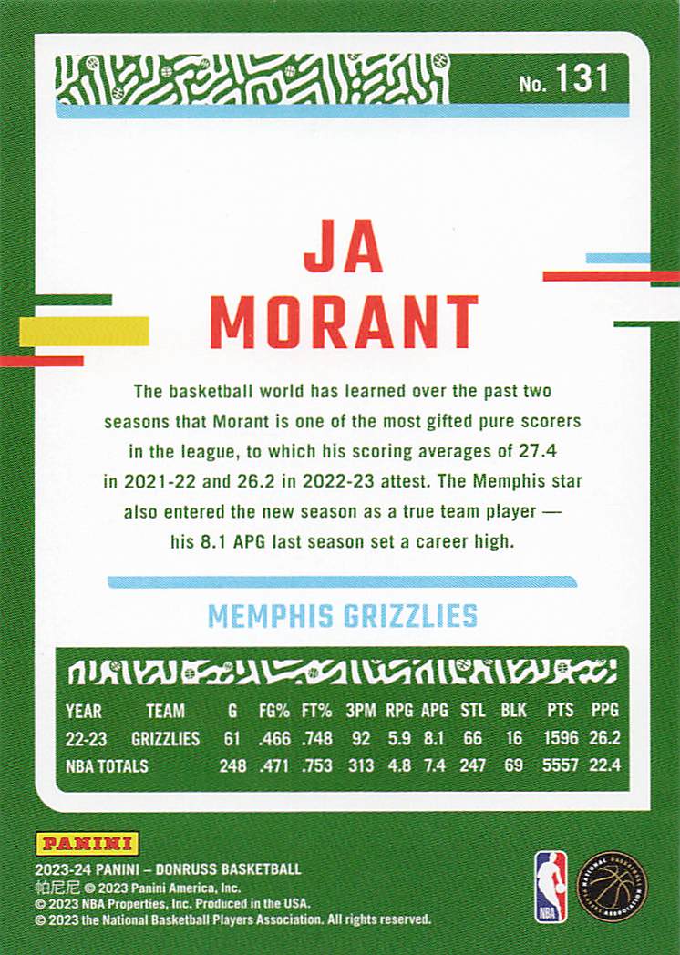 2023-24 Donruss Basketball Ja Morant #131
