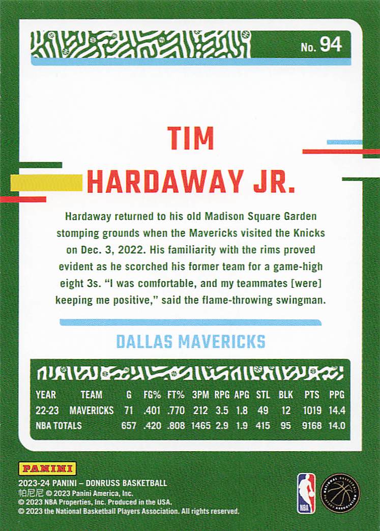 2023-24 Donruss Basketball Tim Hardaway Jr. #94