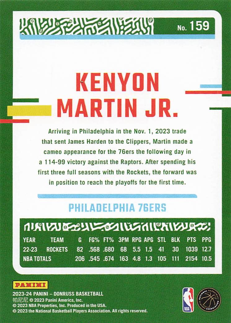2023-24 Donruss Basketball Kenyon Martin Jr. #159