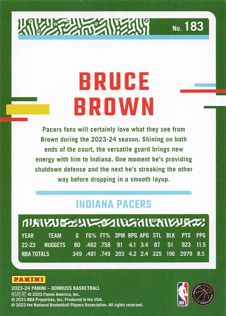 2023-24 Donruss Basketball Bruce Brown #183