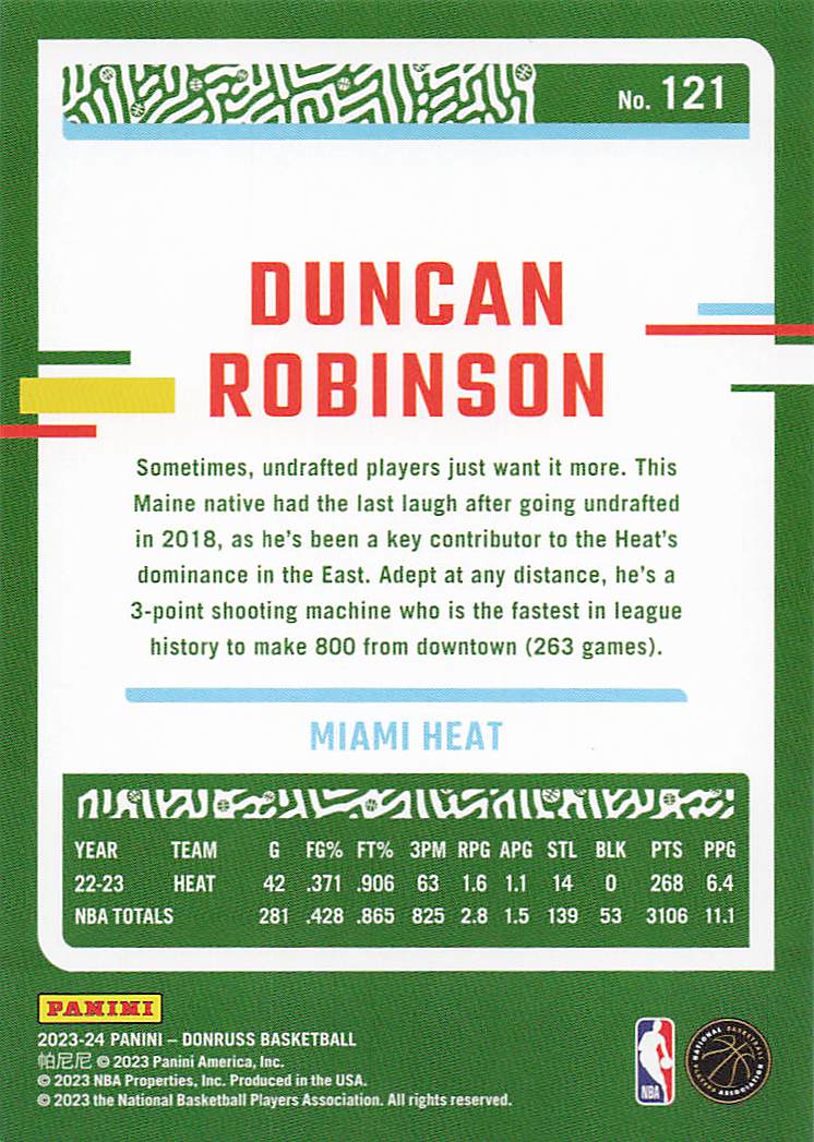 2023-24 Donruss Basketball Duncan Robinson #121