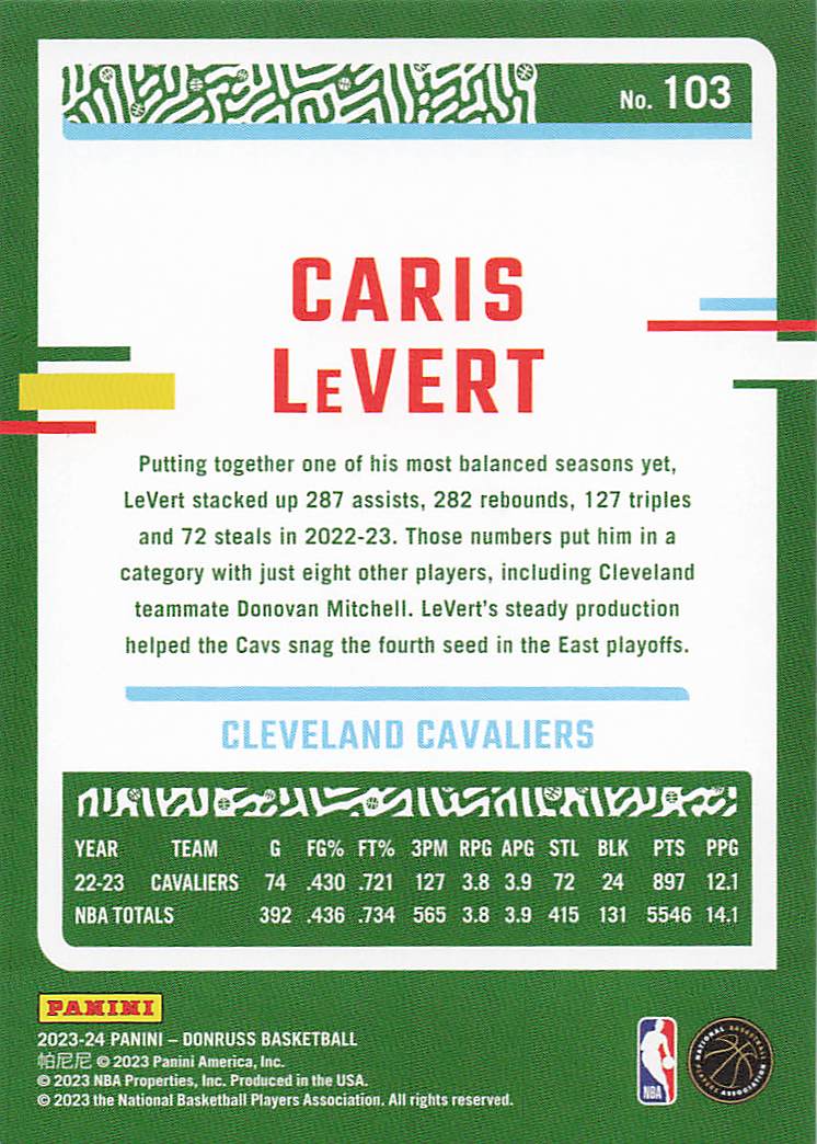 2023-24 Donruss Basketball Caris LeVert #103