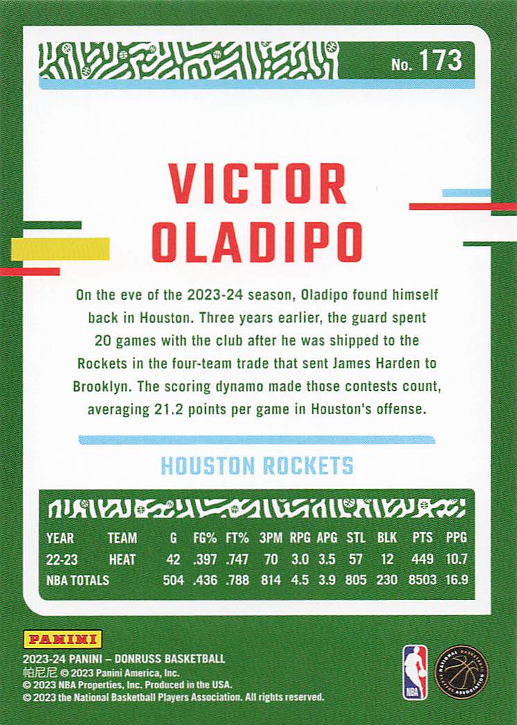 2023-24 Donruss Basketball Victor Oladipo #173