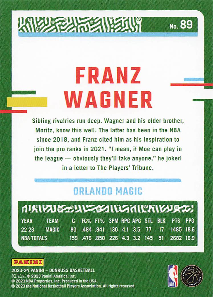 2023-24 Donruss Basketball Franz Wagner #89