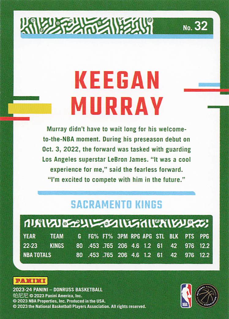2023-24 Donruss Basketball Keegan Murray #32