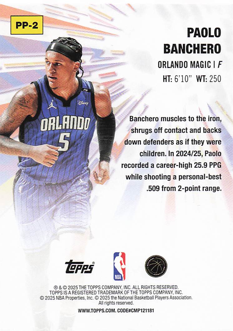 2025-26 Topps Basketball Power Players Paolo Banchero #PP-2