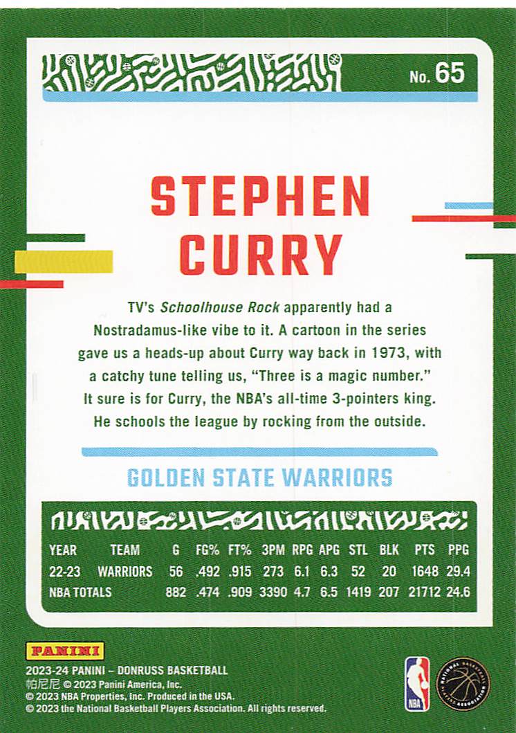 2023-24 Donruss Basketball Stephen Curry #65
