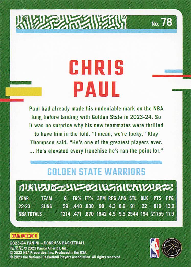 2023-24 Donruss Basketball Chris Paul #78