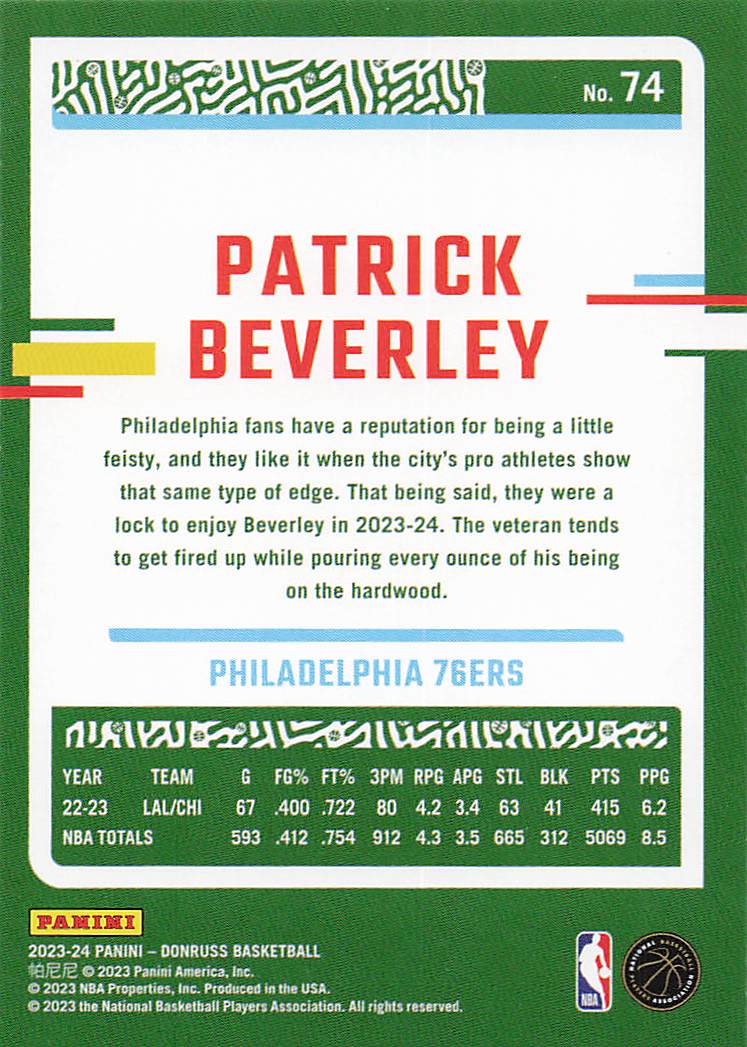 2023-24 Donruss Basketball Patrick Beverley #74