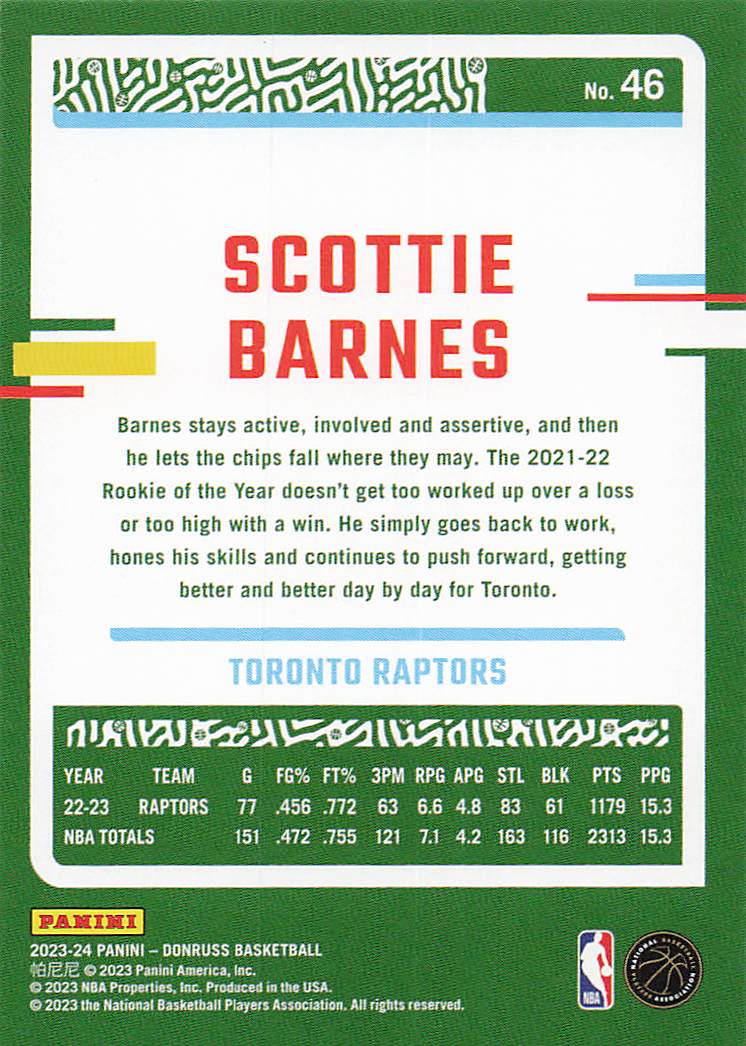 2023-24 Donruss Basketball Scottie Barnes #46