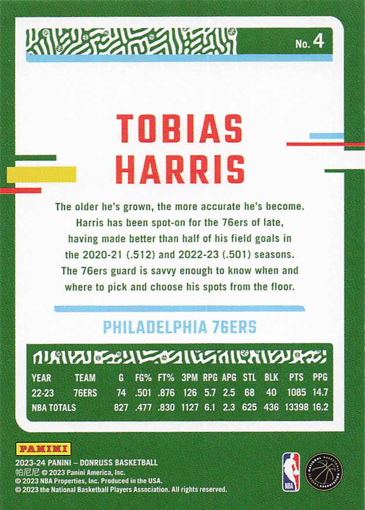 2023-24 Donruss Basketball Tobias Harris #4