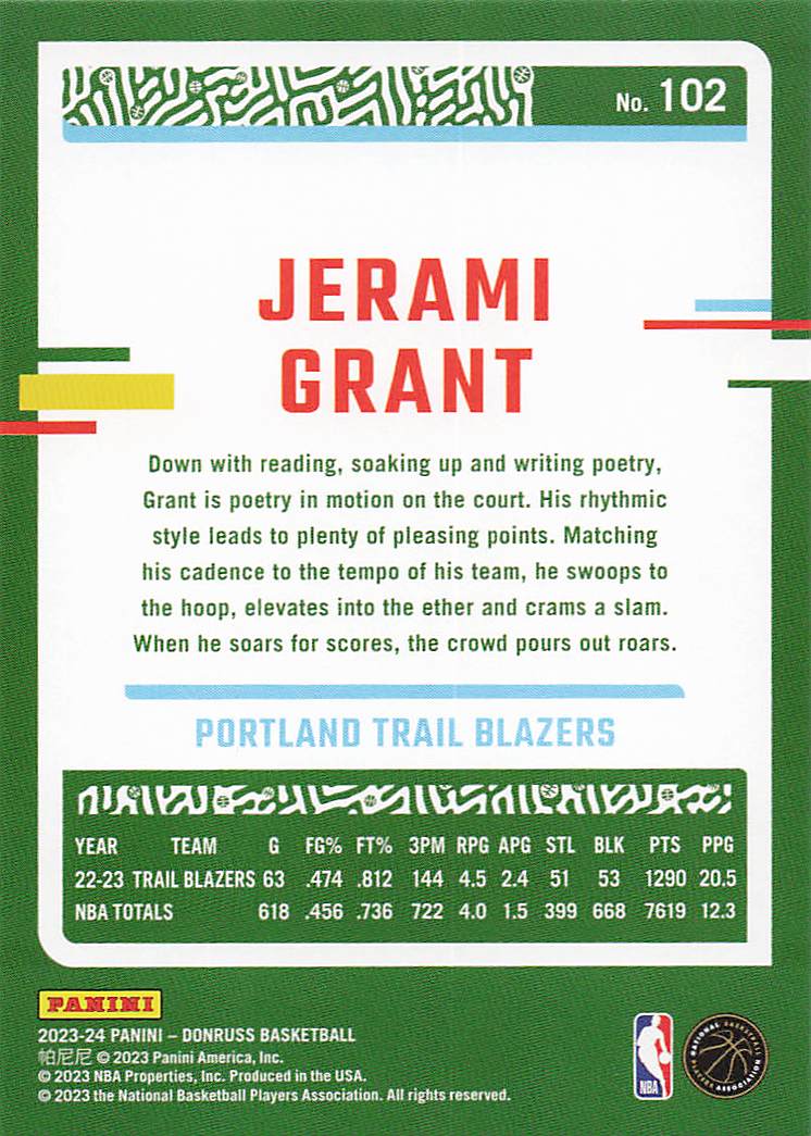 2023-24 Donruss Basketball Jerami Grant #102