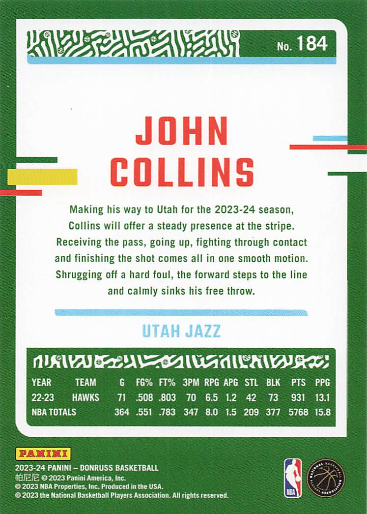2023-24 Donruss Basketball John Collins #184