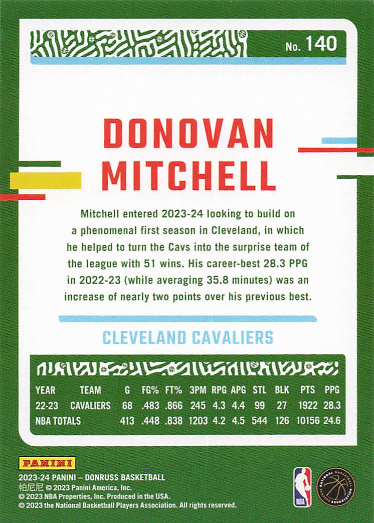2023-24 Donruss Basketball Donovan Mitchell #140
