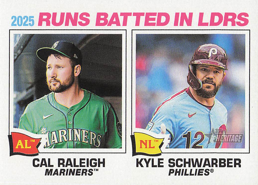 2026 Topps Heritage Baseball 2025 RBI Leaders (Cal Raleigh / Kyle Schwarber) #3