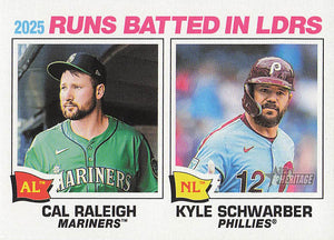 2026 Topps Heritage Baseball 2025 RBI Leaders (Cal Raleigh / Kyle Schwarber) #3