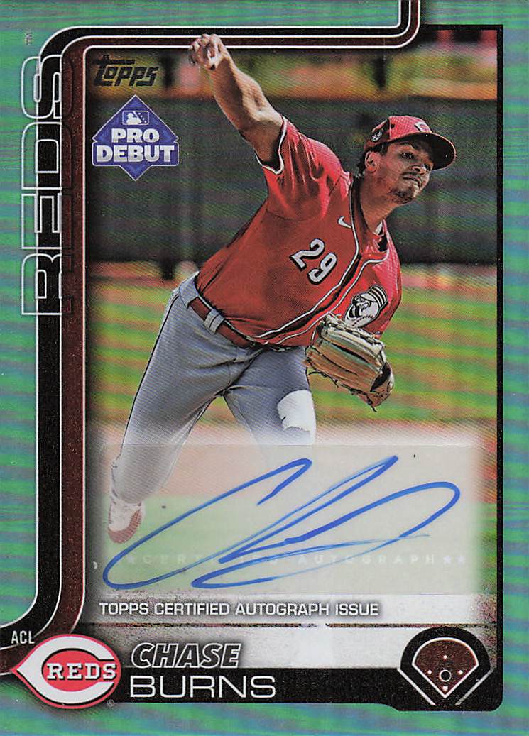 2025 Topps Pro Debut Base Autographs Aqua Foil 45/75 Chase Burns #PD-169