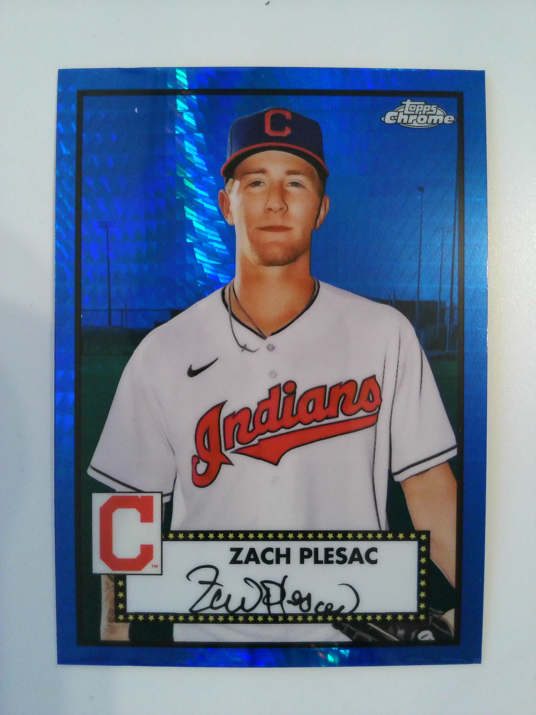 2021 Topps Chrome Platinum Anniversary Baseball Prism Blue Zach Plesac #256