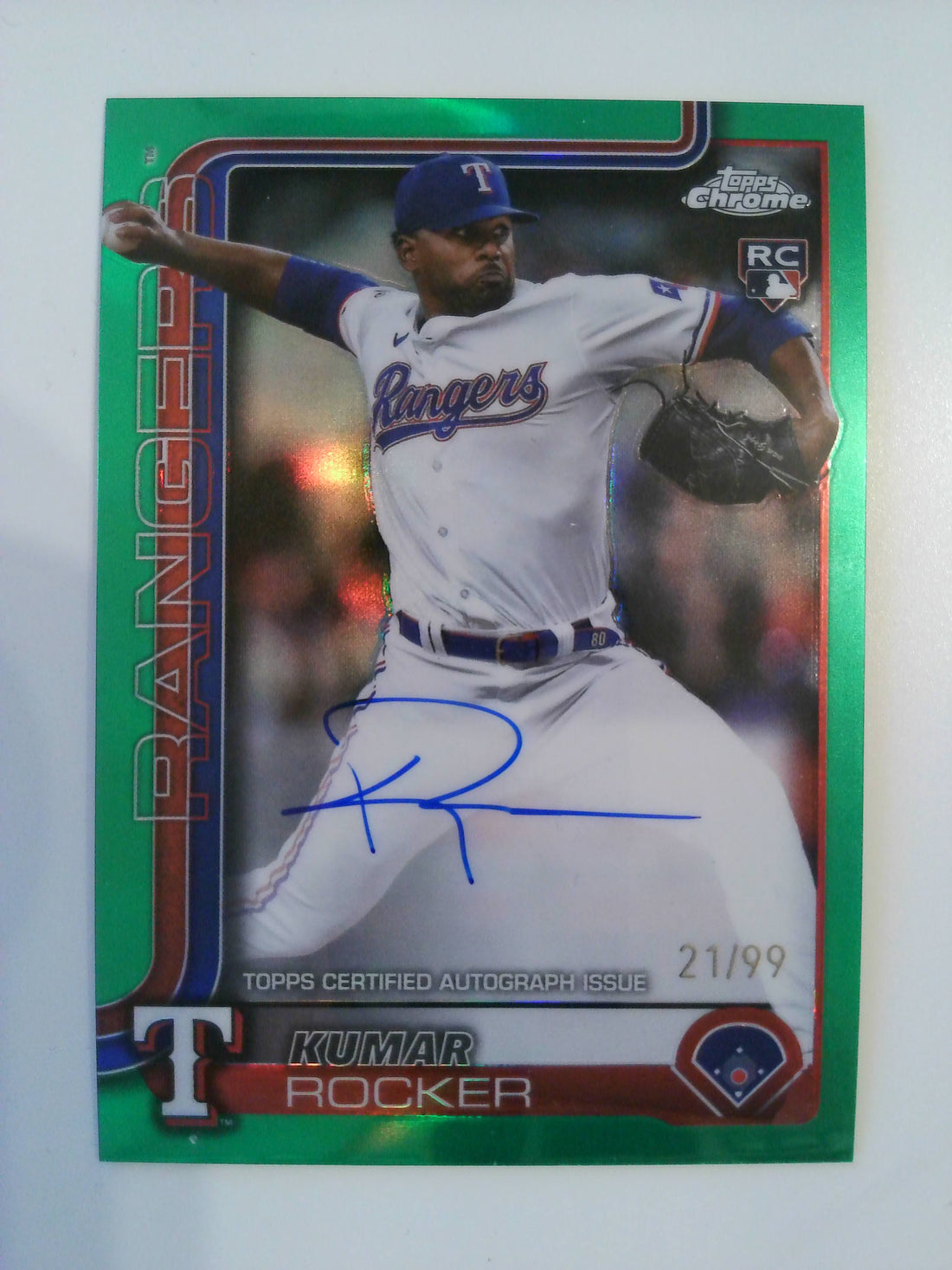 2025 Topps Chrome Rookie Autographs Green 21/99 Kumar Rocker #RA-KR