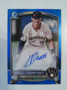 2025 Bowman Chrome Prospect Autographs Blue Mojo 036/150 Cooper Pratt #BMA-CP