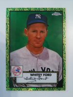 2021 Chrome Platinum Anniversary Green/Yellow Refractor 70/99 Whitey Ford #638