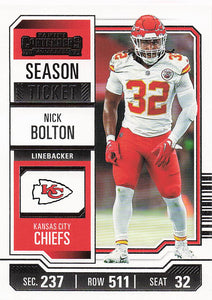 2023 Panini Contenders Football Season Ticket Retail Nick Bolton #50