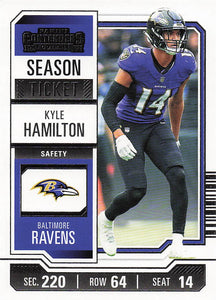 2023 Panini Contenders Football Season Ticket Retail Kyle Hamilton #8