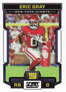 2023 Score Football Eric Gray #332 Rookie