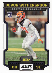 2023 Score Football Devon Witherspoon #379 Rookie