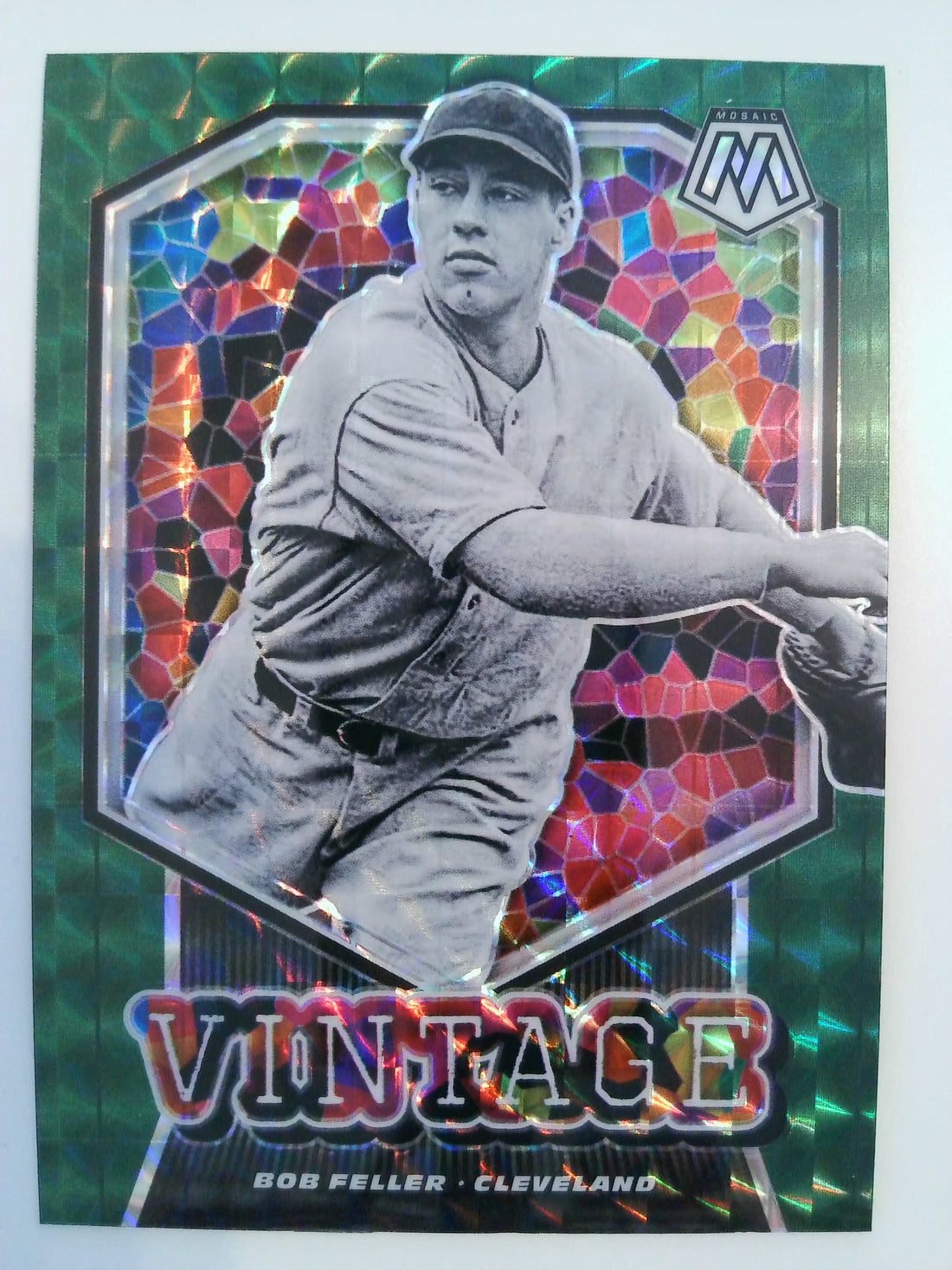 2021 Panini Mosaic Baseball Vintage Green Bob Feller #V12