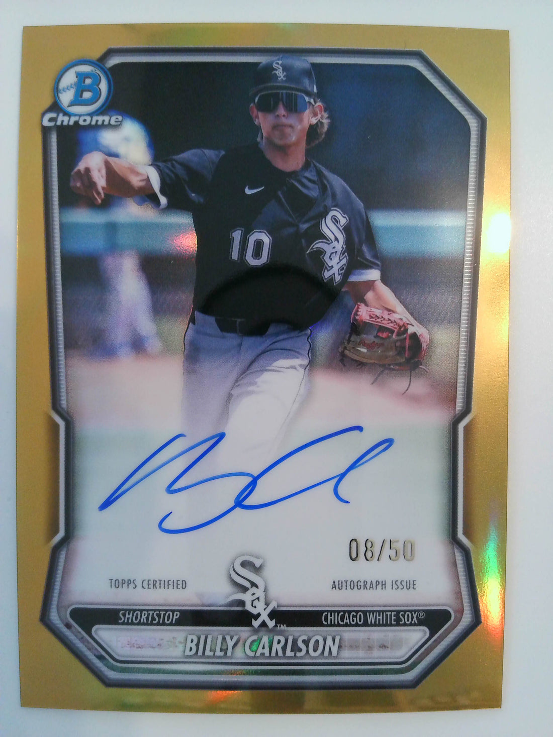 2026 Bowman Chrome Prospect Autographs Gold 08/50 Billy Carlson #CPA-BC