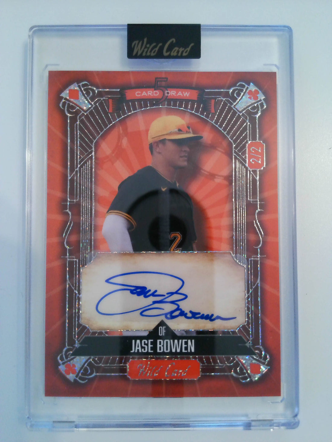 2024 Wild Card Five Card Draw Sparkles Foil Red 2/2 Jase Bowen #5CDM-JBA