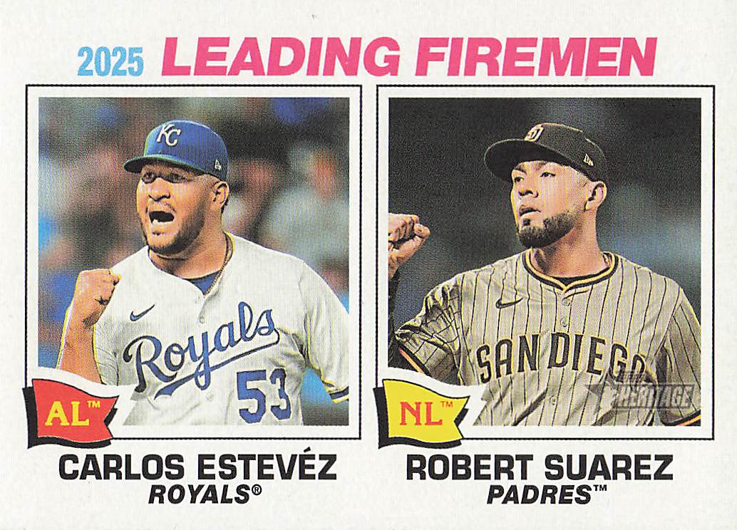 2026 Topps Heritage Baseball 2025 Leading Firemen Estevez / Suarez #8