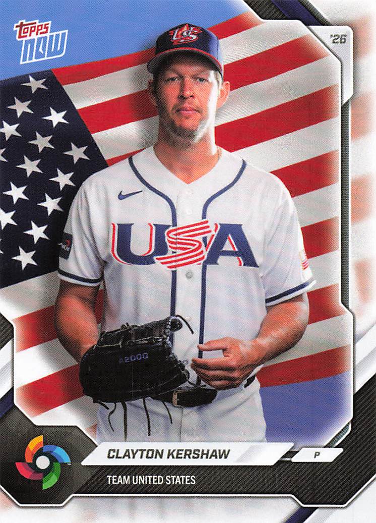 2026 Topps Now World Baseball Classic Team USA Baseball Clayton Kershaw #USA06